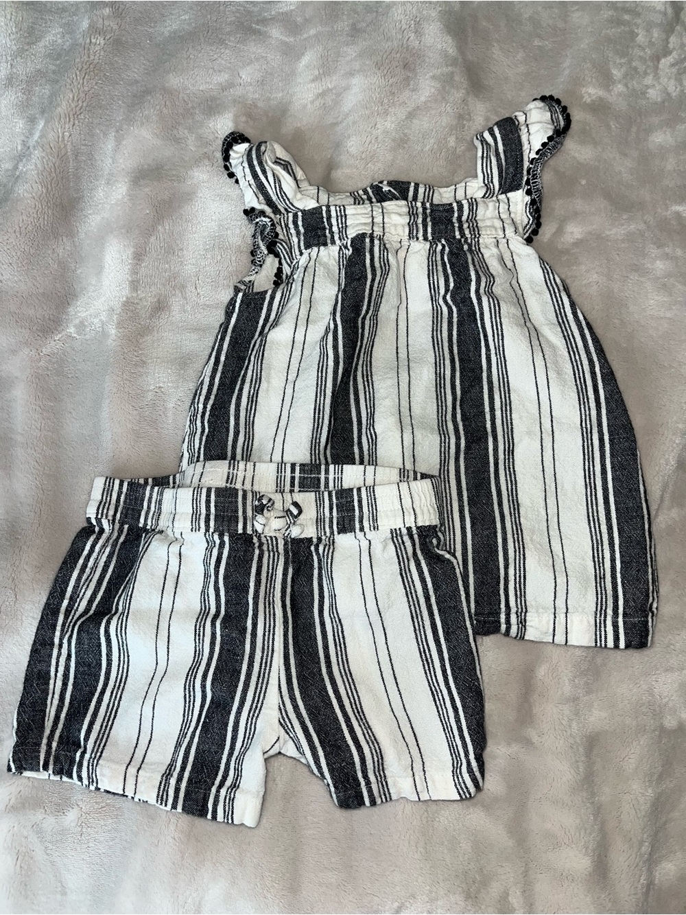 Carter's Black & White Striped Girls' Shorts Set